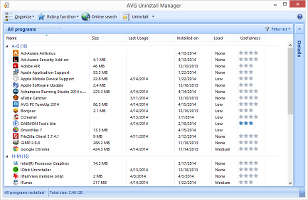 Showing the AVG PC Tuneup Uninstall Manager module